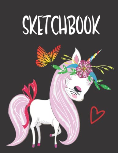Black Paper Sketchbook for Kids: Unicorn Cover Black Paper Sketchbook | Blank Drawing Book for Kids and Adults 120 Pages XL size 8.5×11 Notebook, Journal